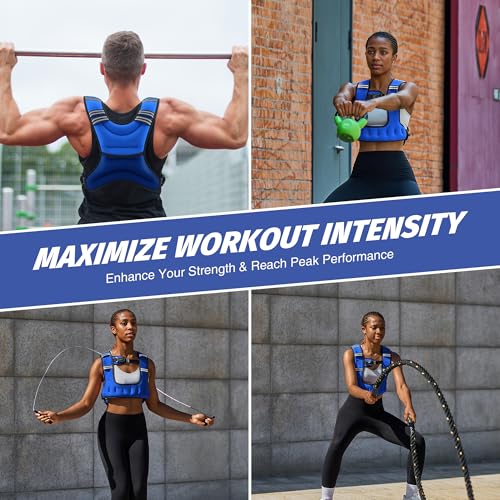 ZELUS Weighted Vest for Women & Men, U-Shaped Running Vest with Arm Pocket - color: Blue, size: 6LB