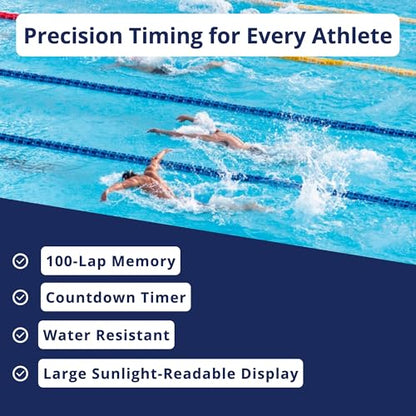 ULTRAK 495 Stopwatch – Red Professional 100-Lap Digital Timer, Countdown Interval Tracker, Water-Resistant Sports Watch, Chronograph for Coaching & Training - color: Red