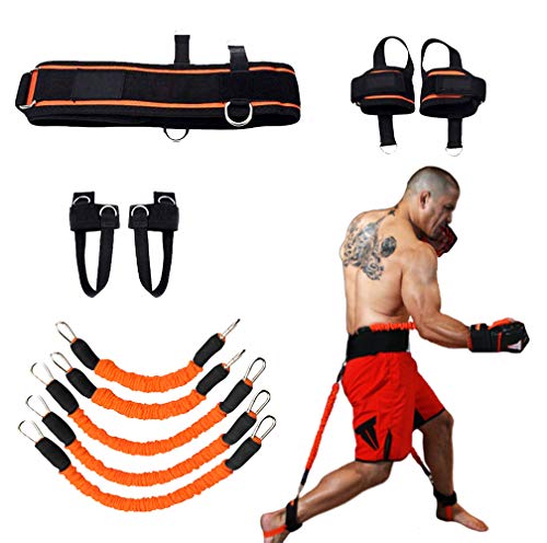 Exercise Boxing Resistance Bands Leg Strength Training Home Workout Equipment Bounce, Explosive Power Training for MMA, Bounce,etc Indoor and Outdoor Fitness Training, Set of 12 - color: Orange