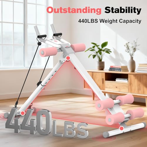 RELIFE REBUILD YOUR LIFE AB Workout Machine Adjustable Ab Trainer Machine - color: Pink