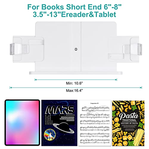 PATIKIL Book Stand for Reading, Metal Reading Rest Book Holder with Page Clips, Height Angle Adjustable, 360° Rotating Arm Suitable for Sheet Music, Laptop