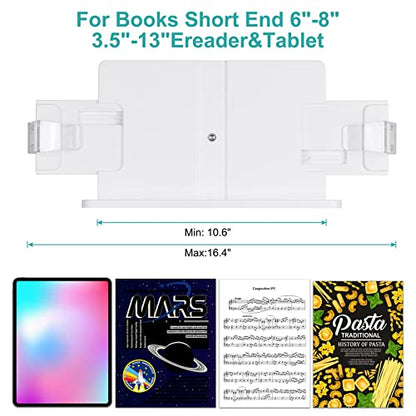 PATIKIL Book Stand for Reading, Metal Reading Rest Book Holder with Page Clips, Height Angle Adjustable, 360° Rotating Arm Suitable for Sheet Music, Laptop