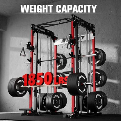 RitFit M1 Pro Smith Machine Cable Crossover Power Cage Home Gym - color: RED, size: M1 PRO