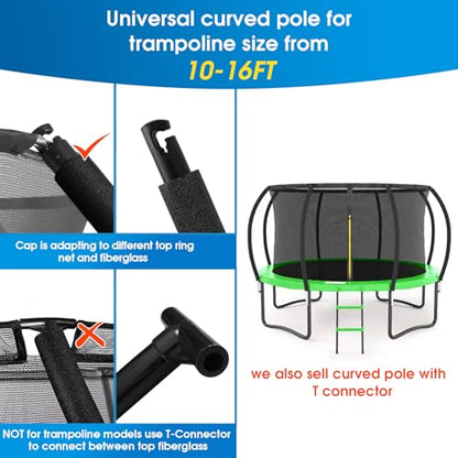 1 Set Trampoline Curved Net Pole, Universal, 10 to 16 ft