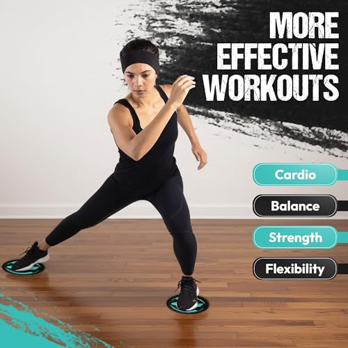 Gliding 9” Sliders for Working Out on Hardwood/Tile Floors, 1 Pair 4 Videos - color: Black (Hardwood)