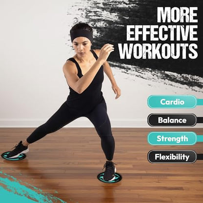 Gliding 9” Sliders for Working Out on Hardwood/Tile Floors, 1 Pair 4 Videos - color: Black (Hardwood)