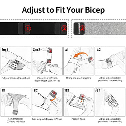 Running Armband with Earphone Pouch Fits Phones up to 6.9" - color: Grey (Up to 6.9''), size: Medium