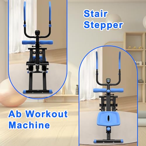 Stair Stepper & Ab Machine–Quiet Hydraulic,Foldable,Compact - color: Blue