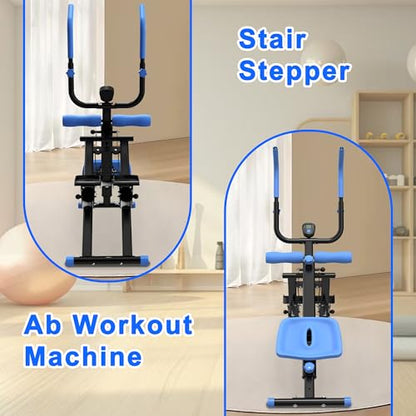 Stair Stepper & Ab Machine–Quiet Hydraulic,Foldable,Compact - color: Blue