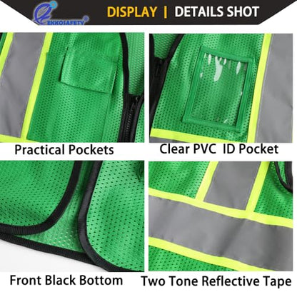 Hi Vis Reflective Safety Vest for Men Women,EK175,Green,S - color: Green, size: Small