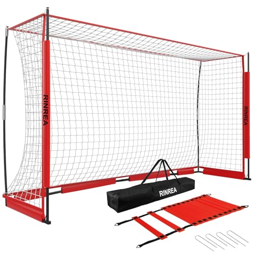 RINREA Portable Soccer Goal, Soccer Nets for Backyard with Agility Ladder - color: Standard Red