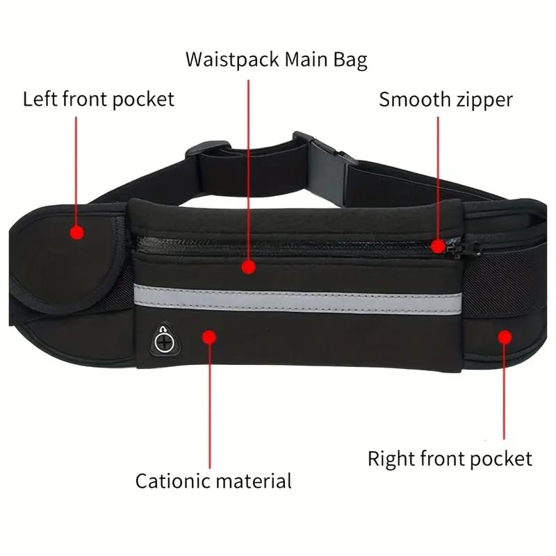 Running Belt Waist Pack for Runner Marathon Jogging Cycling Fitness Elastic Belt with Zipper Closure Secure Phone Holder for Men Women Jogger Slim Waistband （Pink） - color: Pink