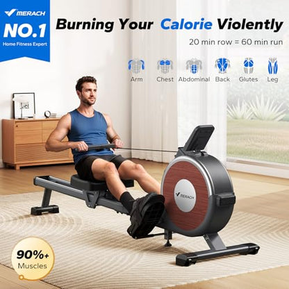 Merach Q1S Magnetic Rowing Machine Indoor, Dual Slide Rail, Quiet & Smooth - style: Manual-Adjust (Classic)