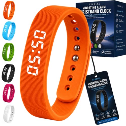 Vibrating Alarm Wristband Clock, Mens Bracelet Smart Digital Watch for Heavy Sleepers, Waterproof Effective Couples Travel Silent Shock Alarm Wake up Wrist Bracelets for Men & Women(D-STANDARD) - color: D, size: Standard