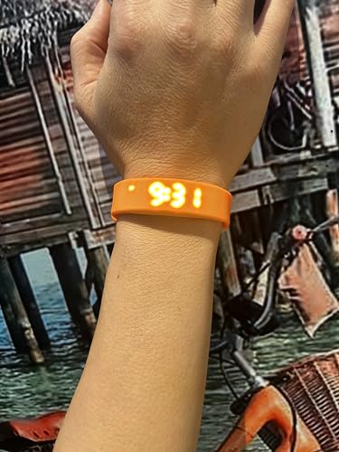Vibrating Alarm Watch, Potty Training Wristband Rechargeable Pill Reminder Watch with 15 Daily Alarms - color: Orange-V2, size: Large
