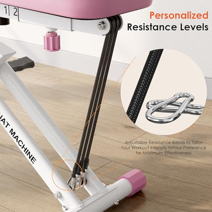 SogesHome Foldable & Adjustable Squat Rowing Machine for Home Gym with Band