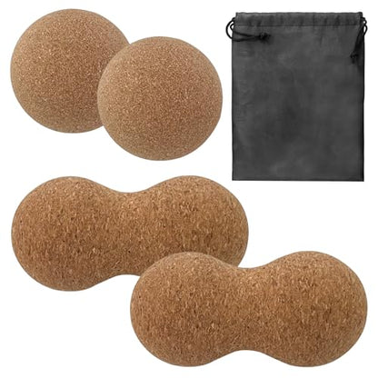 5 Pack Natural Cork Peanut Ball & Cork Ball Set with Storage Bag