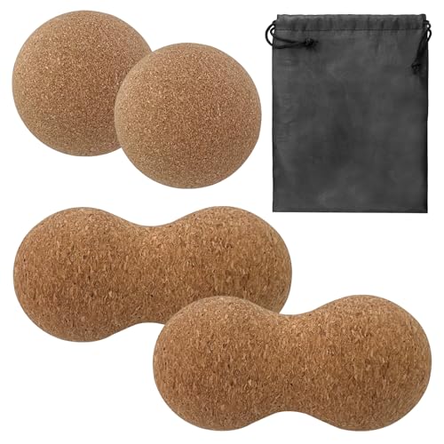 5 Pack Natural Cork Peanut Ball & Cork Ball Set with Storage Bag