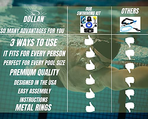 Swim Tether Stationary Swimming System - Resistance Belt & Pool Harness for Training