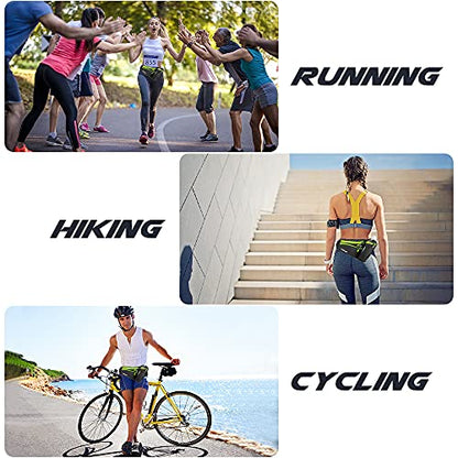 Running Belt, Waterproof Hydration Belt with Water Bottle Holder Hiking Walking Waist Pack Reflective Adjustable Fanny Pack Compatible for Phone Waistband Outdoor - color: Green