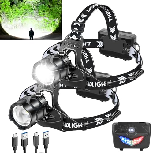 LED Headlamp Flashlight，Rechargeable Head Lamp 3000 Lumens Ultra Bright.