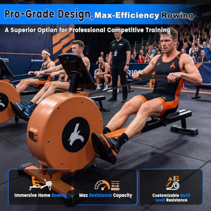 Rowing Machines Foldable for Home, Magnetic Rowing Machine with 16-Level Quiet & Smooth Resistance, Dual Slide Rail, LCD Monitor & APP Supported Fitness Rowing Machine, Max 350lbs Weight Capacity