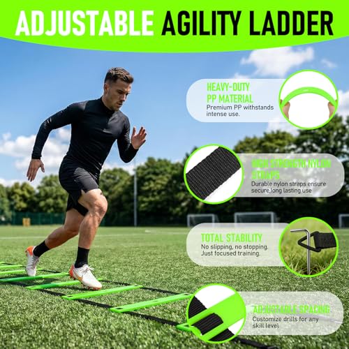 Agility Ladder,Soccer Training Equipment Set,Speed & Agility Training - color: Green