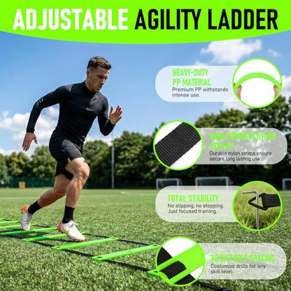 Agility Ladder,Soccer Training Equipment Set,Speed & Agility Training - color: Green
