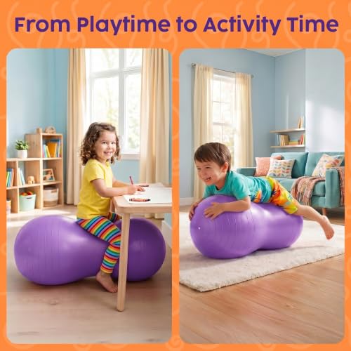 Hurtle Peanut Shaped Exercise Ball, Yoga Active Seat, Bounce Balance Desk Chair, Wiggle Flexible Sitting Ball for Kids, Boys, Girls and Adults - color: Purple