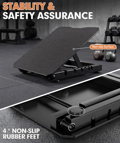 Steel Slant Board for Calf Stretching, Commercial Incline Board - color: Black