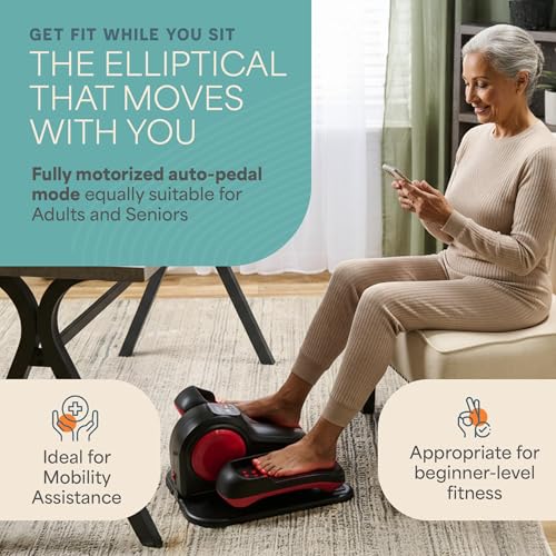 Lifepro Under Desk Elliptical-Leg excerciser with Red Light Therapy Option - color: Red