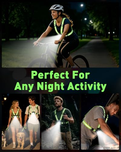 Running Chest Light [2 Color & 7 Modes] 500LM High-Visibility Reflective Running Vest Light with Adjustable 45° Beam, Waterproof Safety Light for Night Running Walking Hiking Camping Cycling Jogging - size: Front Light