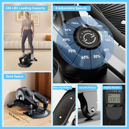 Under Desk Elliptical,Quiet Under Desk Elliptical，Standing Position Ellipse Leg Exerciser As Seen on Tv，Adjustable Speed Elliptical Exercise Machine ，Pedal Exerciser Under Desk Bike for Home Office