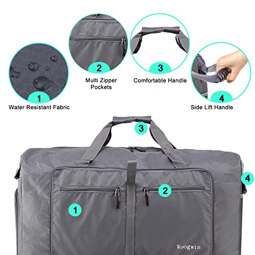 Woogwin Travel Duffel Bag Large Foldable Waterproof Overnight Bag for Beach Swim Bags Pool Sports Gym - color: 100L Grey