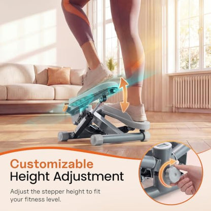 YYJO Steppers for Exercise at Home, Mini Stepper with Resistance Bands Quiet Portable Stair Stepper for Buttocks Lifting and Body Shaping - color: Gray