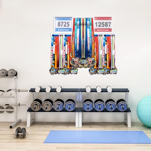Shimeyao Medal Holder, Metal Wall Rack, 34.37 x 11.22 Inch, White - color: White, size: 34.37 x 11.22 Inch