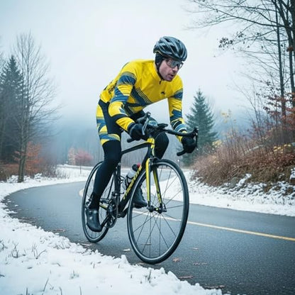 sponeed Men's Cycling Jersey Full Sleeve Riding Wear Long Sleeve T Shirts Pants - color: Fleece Yello Multi, size: Medium