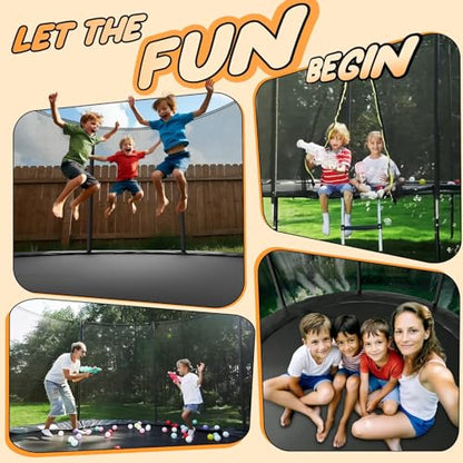 Trampoline Outdoor 8FT 10FT 14FT, Recreational Trampolines with Enclosure and Ladder, Anti-Rust Trampolines for Kids and Adults, ASTM Approval - size: 10FT