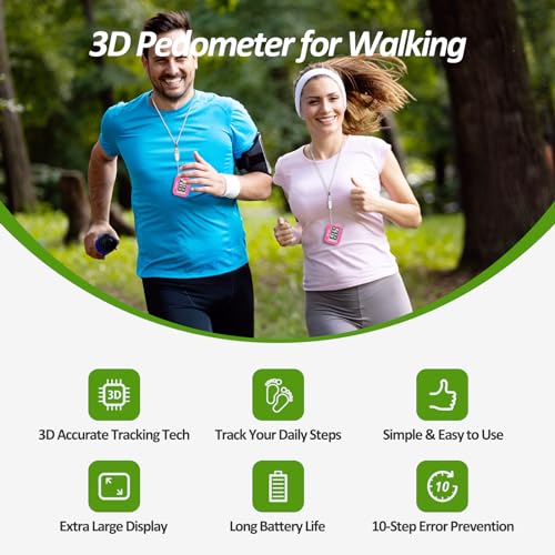 3D Pedometer for Walking, Simple Step Counter for Walking - color: pink