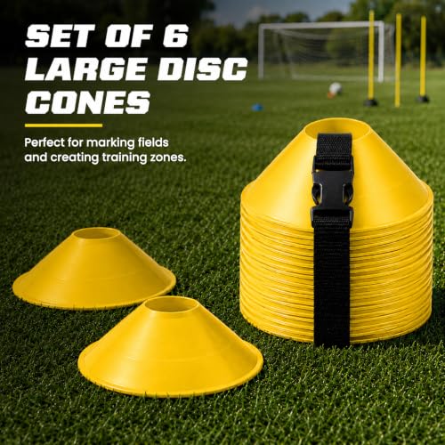 American Challenge Large Disc Cones, Soccer Cones for Sports, Set of 6 - color: Yellow