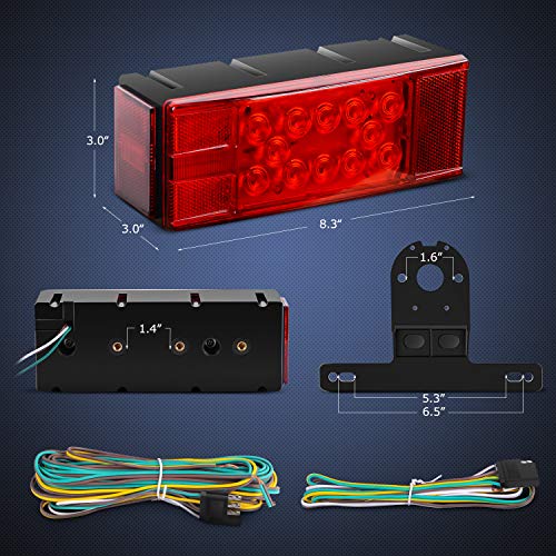 Nilight 2PCS Rectangular Submersible LED Trailer Light Kit,IP68 Waterproof - color: Red Trailer Light
