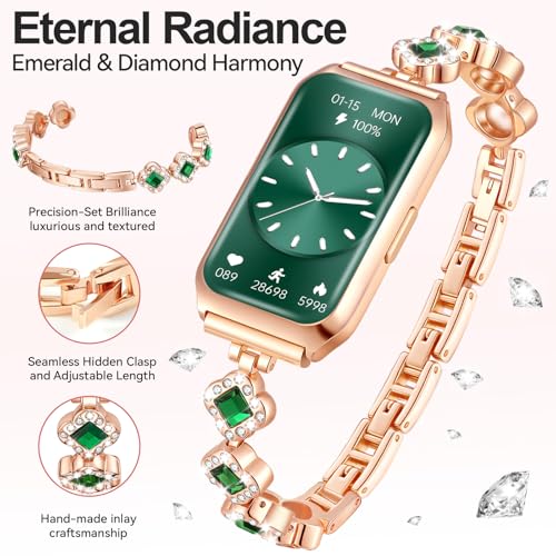 1.47" Smart Sports Watch, 10-Day Battery, IP68 Waterproof - color: Rose Gold-Green