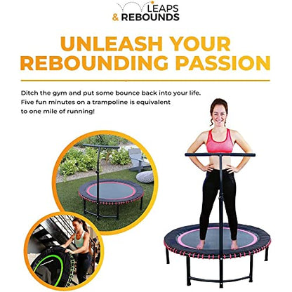 Leaps & ReBounds: Adjustable Stabilizer Bar - Fits All L&R Fitness Trampolines - Grippable & Cushy Foam Handles - Easy Assembly, Slips Over Existing Legs - Trampoline Sold Separately - size: 40