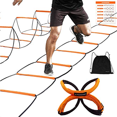 Agility Ladder, Agility Training Equipment, Soccer Speed Ladder, Football Footwork Ladder, Workout Ladder for Kid Adult, Foldable Instant Set-up & Tangle-Free & Carry Bag(4/8/8+4/12 Rung) - size: 8 rung