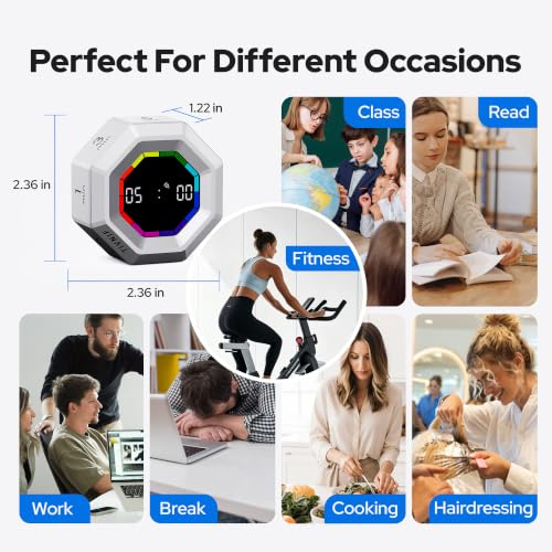 Visual Timer for Kids Kitchen Timer Pomodoro Magnetic Visual Countdown - color: Silvery