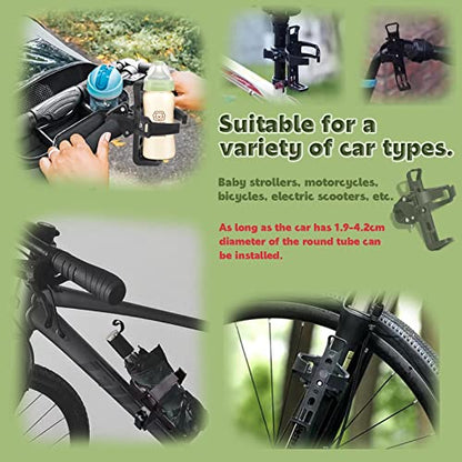 Scooter Cup Holder - Bike Bottle Holder 360 Degrees Rotation, Anti-Slip Fast Dismounting Accessories Cup/Bottle Drink Holder fit for Electric Scooter Wheelchair Electric Motorcycle, Black - color: Black