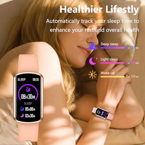 Health Fitness Tracker, Smart Watch with 24/7 Heart Rate, Activity Tracker with Blood Pressure and Blood Oxygen Monitor, 120 Sport Mode Waterproof Sleep Tracker for Women Men - color: Deep Pink