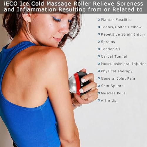 iECO Massage Ice Roller Ball Cold & Heat Therapy Plantar Fasciitis Roller - color: Black & Red