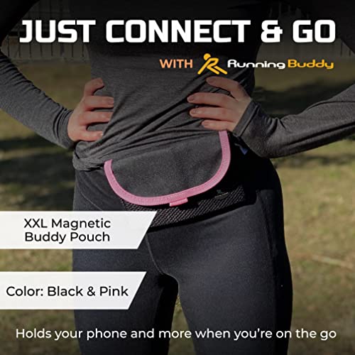 Running Buddy Magnetic Pouch Beltless Running Bag No Bounce - color: Black / Pink, size: XXL (7 in x 4 in)