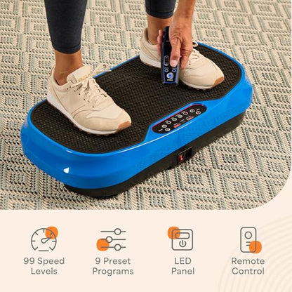 Lifepro Waver Mini Vibration Plate Exercise Machine with Resistance Bands - color: Blue